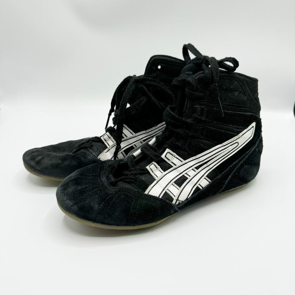Vintage Asics JL204 Shoes Mens 6 Black Suede MMA Boxing Wrestling Sneakers